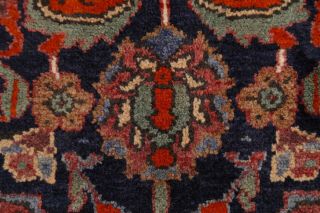 Vintage Geometric Red Wool Runner 4x13 Tabrez Persian Oriental Hand - Knotted Rug 7