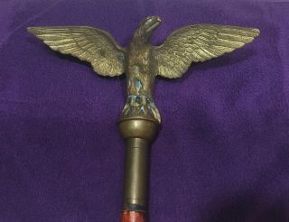 Antique Bronze Eagle Finial Topper Ornate Gilt Metal Vintage W/original Pole