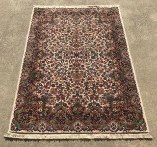 4’ - 3” X 6’ Vintage Karastan 700 742 Floral Kirman Area Rug - Pristine Signed