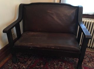 Antique Arts and Crafts Style Mission Style Oak Love Seat 43 