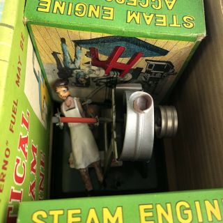 Vintage Marx J - 5322 Vertical Steam Engine with 3 Accessories Box Rare 3