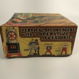 Vintage Marx J - 5322 Vertical Steam Engine with 3 Accessories Box Rare 8