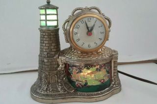 United Motion Lamp & Clock Lighthouse Sailing Race Mod.  290 Brass Plate Econolite