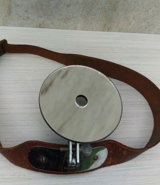 ANTIQUE Dr HEAD MIRROR REFLECTOR ADAMS Bausch&Lomb,  Grafco & leather 3