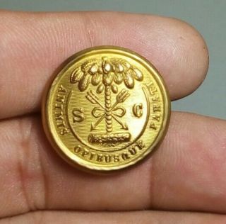 Antique Civil War Era South Carolina Scovill Waterbury Brass Coat Button Rare