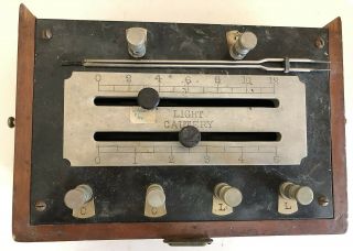 Antique Medical Cautery Control Device With Instruments Wooden Case