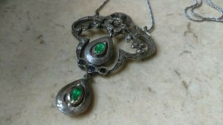 Antique Persian Jewelry,  Silver (9k Gold In Back) Diamond,  Robby,  Emerald,  1920