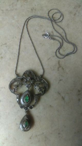 Antique persian jewelry,  Silver (9K Gold in back) Diamond,  Robby,  Emerald,  1920 5
