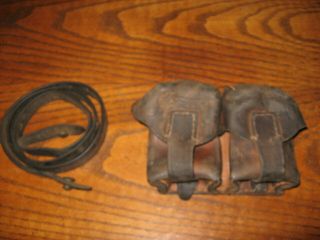 Yugo Brown Leather M24 M24/47 Mauser Sling And Leather Ammo Pouch 8mm Fair