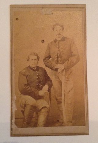 Civil War Cdv Photo 2 Union Cavalrymen In Full Uniform Rare Backmark