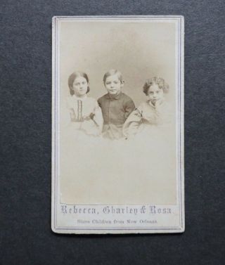 1860s Cdv Slave Children From Orleans Revenue Stamp Civil War Photo L@@k