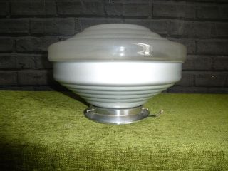 Large French Art Deco Industrial Style Plaffonier (ceiling Light)