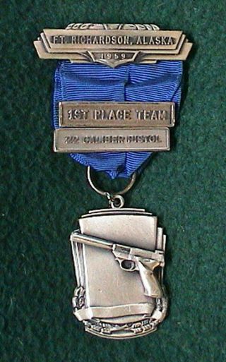 1959 Us Army Ft.  Richardson,  Alaska 1st Place.  22 Caliber Pistol Shooting Medal