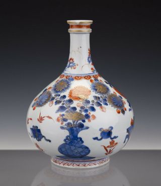 Perfect Large Chinese Porcelain Colored Bottle Vase 18th C.  Kangxi - Top -