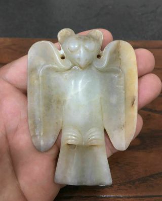 3.  5 " Old Chinese Neolithic Period Hongshan Jade Hand Carved Eagle Birds Statue