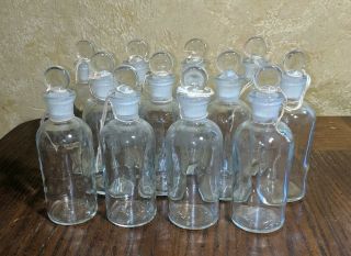 12 Vintage Lab Bottles With Ground Glass Stoppers Apothecary Chemistry