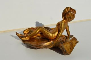 RARE EROTIC BRONZED SPELTER SCULPTURE SEMI - NUDE BEAUTY BY JENNINGS BROTHERS 8