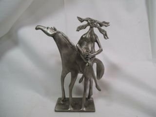 Don Drumm Cast Aluminum Nude Lady Riding Horse 7.  5 " Sculpture - Abstract Godiva