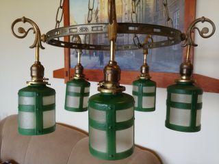 Arts & Crafts/mission Brass chandelier,  light fixture,  antique,  sconce,  lamp 14 2