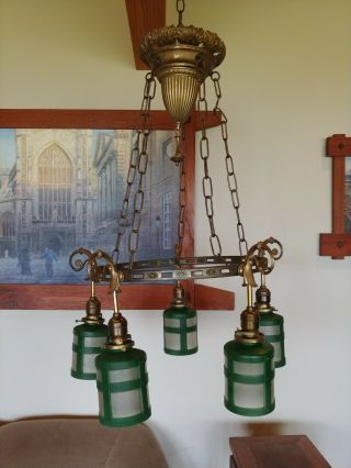 Arts & Crafts/mission Brass chandelier,  light fixture,  antique,  sconce,  lamp 14 5