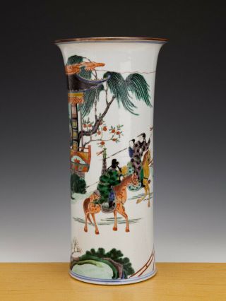 Large Chinese Porcelain Wucai Yen Vase 19th C.  Figures / Horses - 35cm