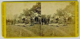 Stereoview Anthony Civil War Views.  Bodies Laid Out For Interment.  Neg By Brady