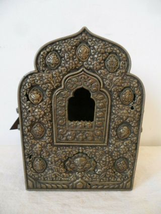 Antique Tibetan Buddhist Copper And Brass Buddha Ghau Gao Prayer Box