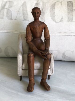 Gorgeous Antique Jointed Wood Artist Model Mannequin Lay Figure Doll