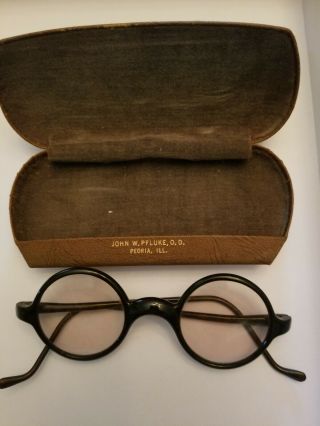 Antique Gold Tone Round Eyeglasses With Case 4 Pairs.