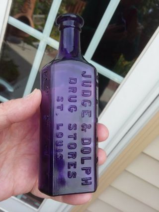 Deep Purple Judge & Dolph Drug Stores St Louis (missouri) Blown Pharmacy Bottle