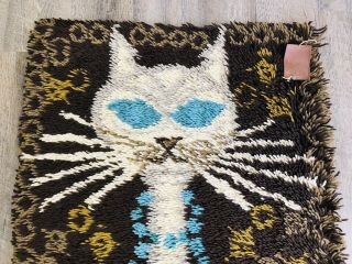 Danish Rya Ege Cat Kitten Kitty Shag Rug Mid - Century Modern 26” X 46” NOS 1960’s 3