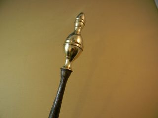 18th C Brass Lemon Top Hearth Fireplace Shovel,  Hand Wrought Iron Handle