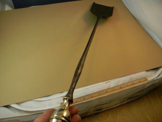 18th c brass lemon top hearth fireplace shovel,  hand wrought iron handle 3