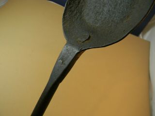 18th c brass lemon top hearth fireplace shovel,  hand wrought iron handle 4