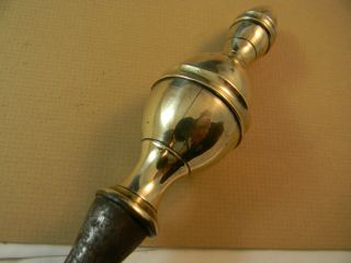 18th c brass lemon top hearth fireplace shovel,  hand wrought iron handle 8
