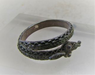 SCARCE CIRCA 100AD ANCIENT ROMAN SILVER SNAKE RING COILED SERPENT 2