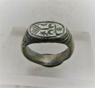 Scarce Ancient Roman Silver Seal Ring With Interstellar Signs Very Interesting