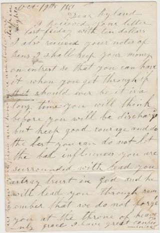 1861 Civil War Letter To Soldier In 23rd Ohio Great Content - Killed In Va 1864