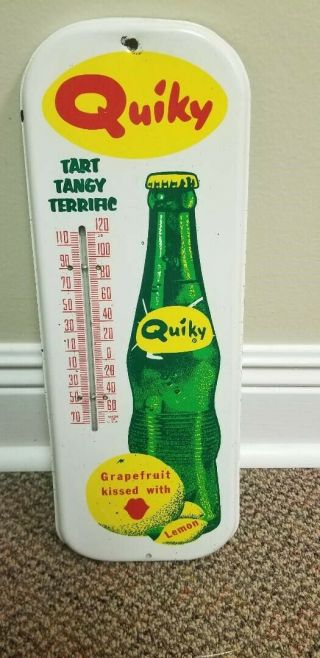Quiky Soda Antique Metal Thermometer Sign
