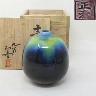 G266: Real Japanese Kutani Porcelain Flower Vase By Greatest Yasokichi Tokuda.  3