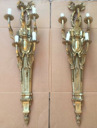 Antique Wall Hanging Bronze Brass Candle Holders/sconces Very Heavy