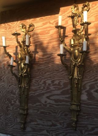 Antique Wall Hanging bronze brass Candle Holders/Sconces Very Heavy 2