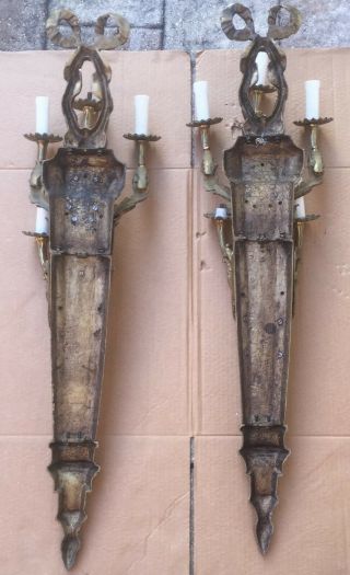 Antique Wall Hanging bronze brass Candle Holders/Sconces Very Heavy 8