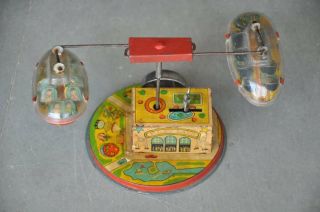 Vintage Wind Up Litho Play Land Colorful Amusement Park Tin Toy,  Japan