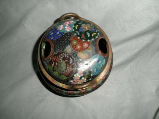 Fine Antique Japanese Meiji Cloisonne Enamel Bronze Incense Burner Censer Koro 6