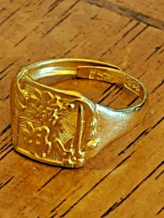 vintage 24k solid gold ring.  999 adjustable size,  chinese characters 7