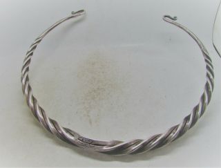Circa 100bc - 100ad Ancient Celtic Silver Twisted Neck Torc With Spiral Terminals