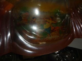 Reverse Painted old table lamp shade Pittsburgh Lamp scenes of children people 8