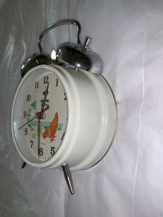 RARE VINTAGE HERO ANIMATED ALARM CLOCK CHINA 1960 ' s Rooster’s Head MOVES 4