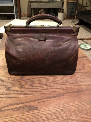 Antique All Leather (brass Hardware) Doctor’s Bag